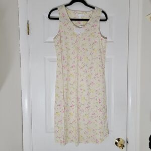 Carole Hochman NWT Sleeveless Waltz Nightgown Yellow Floral Cotton Blend M‎